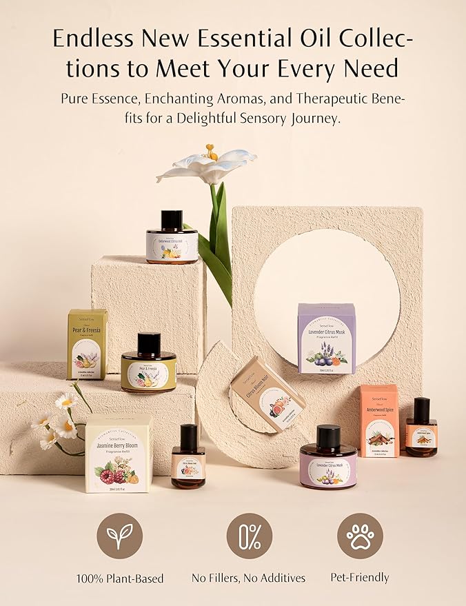 Plug-in Air Freshener for Home, Waterless Essential Oil Diffuser for Bedroom and Bathroom, Non-Toxic Formula for Pets and Nursery, 120 Days Runtime, Refillable Citrus Cedar Verbena(Warm Or)