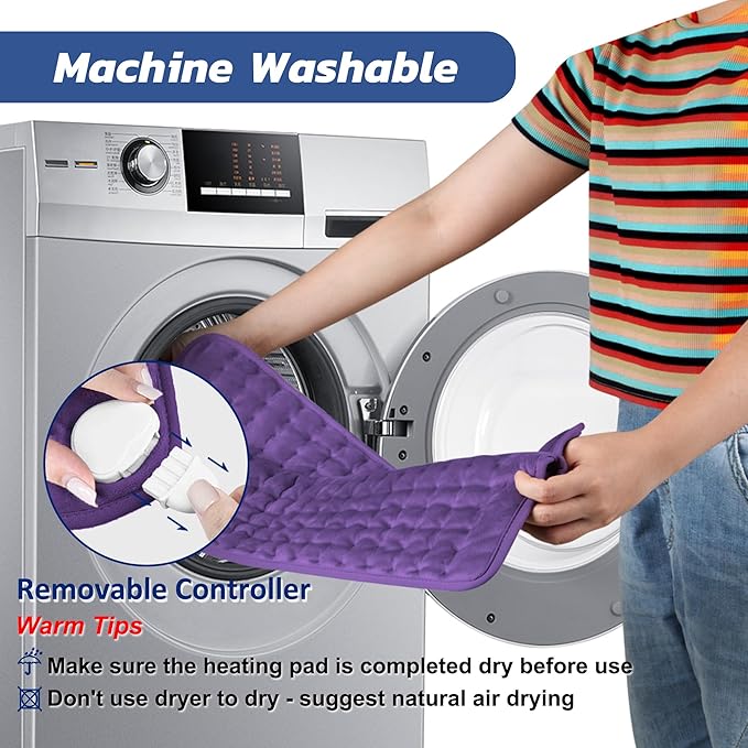 33"X17" Electric Heating pad with 6 Heat Settings, Auto Shut Off, Dry Electric Heating for Back Neck Knee Arms Legs Shoulder Heat Pads for Christmas Birthday Father's Day Mother's Day (Dark Purple)