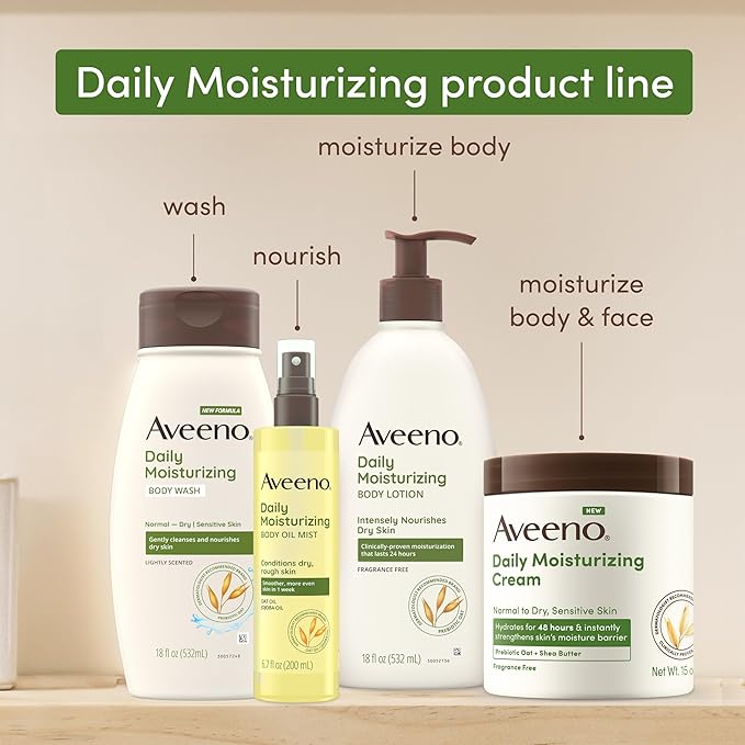 Aveeno Daily Moisturizing Body Wash for Sensitive Skin + Prebiotic Oat, Gently Cleanses, Nourishes & Feels Moisturizing Dry Skin, Light Fragrance, Refill Pouch, 36 fl. oz (Pack of 3)