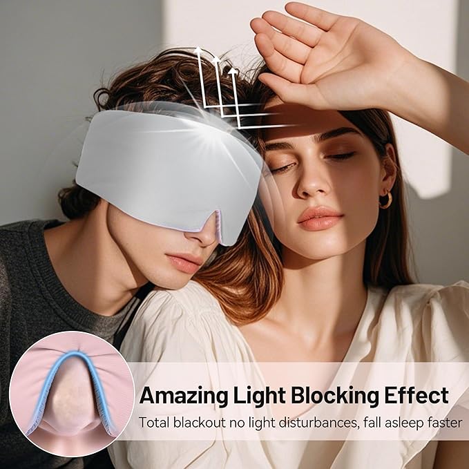 LOVE EYE Dual Side Sleep Mask,Ice Silk Eye Sleeping Mask & Blindfold with Adjustable Strap,Warm and Cool Side Total Blackout Eye Covers for Women Men Sleep Travel Nap (Pink)