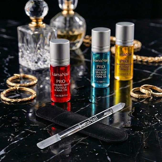 Double-Sided Czech Crystal Glass Cuticle Pusher | Premium Etched Manicure Stick with Pointed & Slanted Ends | Gentle Non-Metal Care for Natural Nails | Hygienic & Durable | Velvet Case