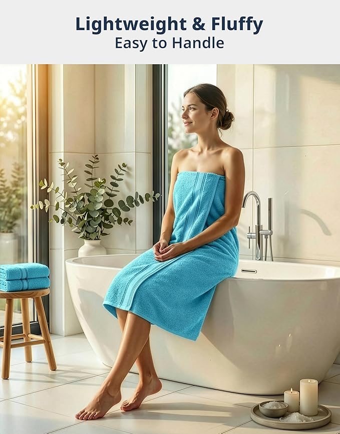 LANE LINEN Luxury Towel Set for Bathroom – 12-Pack 100% Cotton Towels, Zero Twist, Includes 4 Bath, 4 Hand & 4 Washcloth, Suitable for All Body Types, Soft & Quick Dry, Ideal for Airbnb & Spa - Blue