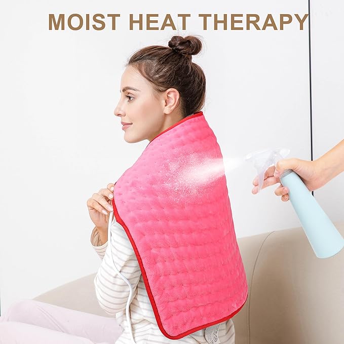 Deepsoon Heating Pad,Electric Heating Pads for Back,Neck,Moist Heating Pad for Abdomen Shoulder Knee Legs,Dry/Moist Heat&Auto Shut Off,Mother's Day Birthday for Men and Women,Fuchsia,24x20 Inch