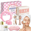 Preppy skincare set women, pink skincare for teen girls, cute skin care kit for teens, girls skin care tools, cute preppy stuff for girls 10-12, cool teenager girl gift ideas with clean girl aesthetic