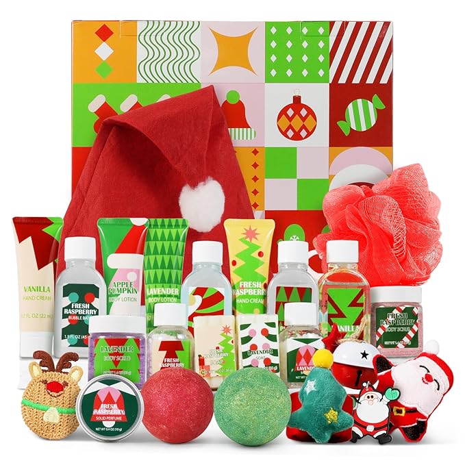 2025 Beauty Advent Calendar Christmas Gifts for Women with Hand Cream, Bubble Bath, Bath Bomb Spa Gifts for Daughter Girls New Year Advent Calendar for Beauty