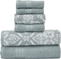 Modern Threads Amaris 6-Piece Reversible Yarn Dyed Jacquard Towel Set - Bath Towels, Hand Towels, & Washcloths - Super Absorbent & Quick Dry - 100% Combed Cotton, Ivy