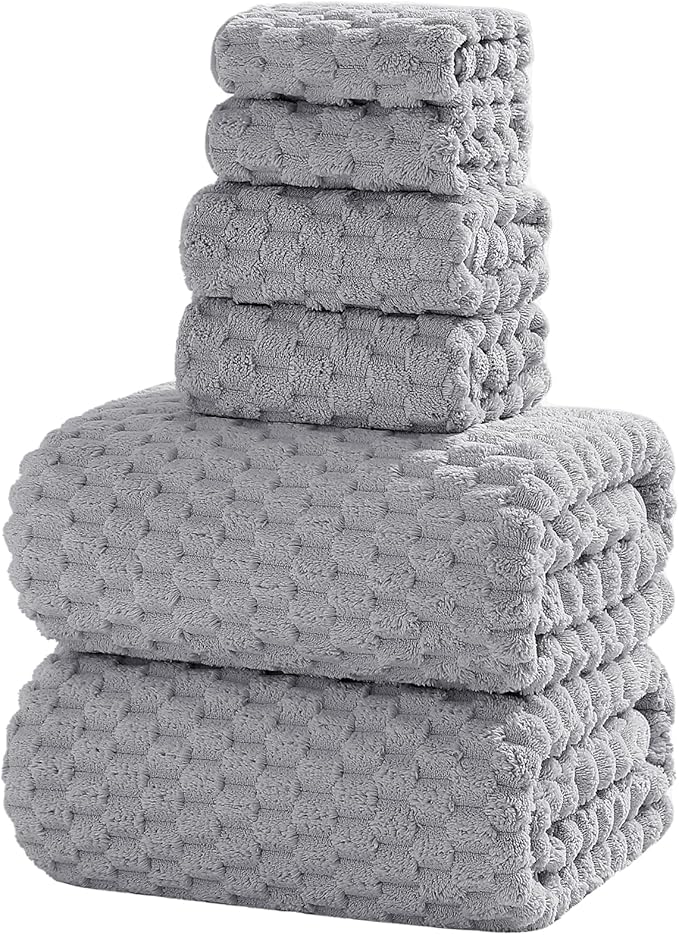Extra Large Bath Towel Set of 6 (40"x80"),Oversized Bath Sheet Super Soft Highly Absorbent Microfibers Quick Dry Luxury Shower Towel for Bathroom Spa Gym Hotel Yoga (Grey, 6Piece)
