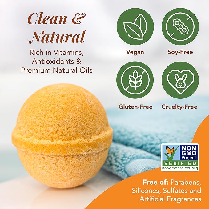 Saavy Naturals Bath Bombs – Relaxing Foaming Fizz Bubbles, Organic Bath Bombs for Women and Kids with Jojoba Oil - Gentle for Sensitive Skin - Made in USA - Sweet Orange (1 Pack) - 12 oz