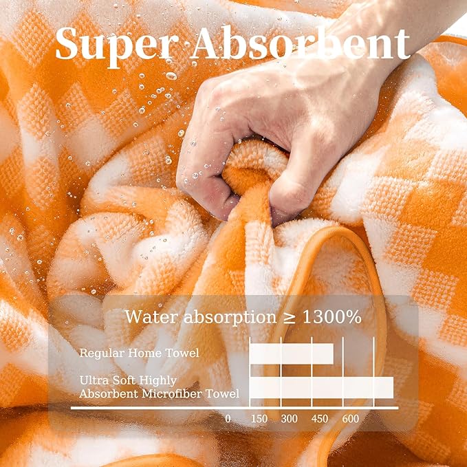 8 Piece Bathroom Towel Set |2 Oversized Bath Towels,2 Hand Towels,4 Washcloths| 600GSM Soft Hotel Towel Set Extra Large Bath Sheet for Bathroom,Highly Absorbent Quick Dry Bath Towel Collections,Orange