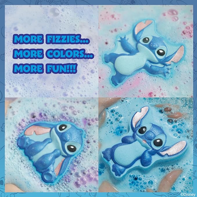 Stitch Bath Bombs for Kids, Fun Bright Rainbow Colors, Raspberry Scented for Kids, Ages 3+, by Townley Girl