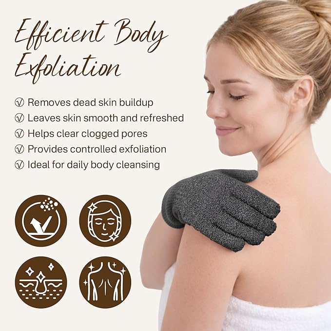 4 Pairs Exfoliating Gloves for Shower, Shower Gloves, Body Scrubber, Korean Exfoliating Mitt Body Scrubber, Microfiber Bath Gloves, Exfoliate Sponge Loofah Wash, Shower Scrubber