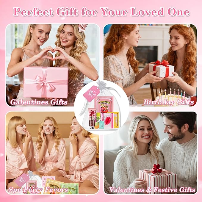110PCS Spa Party Supplies for Girls,Spa Party Favors Include Lip Mask,Foot Bath Bombs,Face Masks,Skin Care For Teens 10-12,Mothers Day,Teacher Appreciation Gifts,Birthday Bulk Gifts for Women