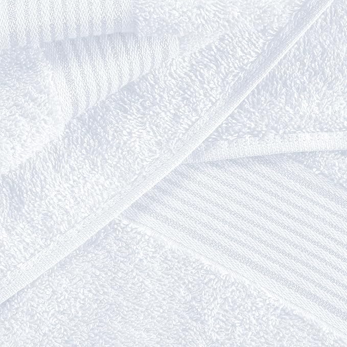 BELZZI Home Ultra Soft 4 Pack Oversized Bath Towel Set 27x54, Cotton Compact Bath Towels, Highly Absorbant Eco-Friendly Quickdry & Lightweight Towel, Ideal for Gym Travel Camp Pool - White