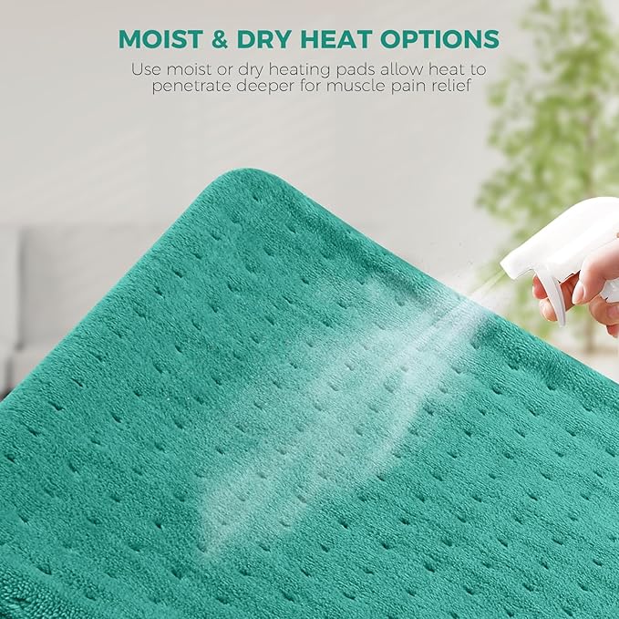 NOWWISH Heating Pad for Back Pain Relief & Period Cramps, 12x24 Inches Electric Heating Pad with 10 Heat Settings, Timer and Auto Shut-Off, Machine Washable, Mothers Day Gifts for Mom Women, Green
