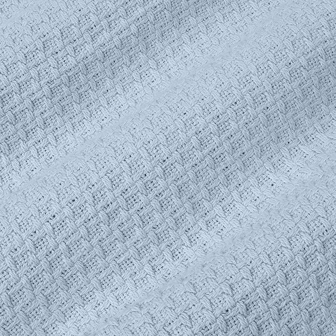 100% Fine Cotton Blanket Luxurious Weave Stylish Design Soft and Comfortable All Season Warmth, Full/Queen, Pearl Blue (Pack of 6)