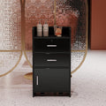 SSLine Modern Salon Station Black Floor Stand Styling Sation Wood Salon Cabinet for Hair Stylist Barber Shop Classic Beauty Spa Storage Table with Drawers,Cupboard and Tool Insert Holes