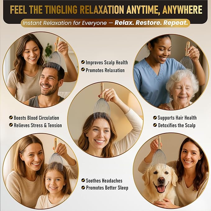 ZERAZOW® Scalp Massager with 32-Prong, Head Massager Scalp Massage Tool for Relaxation, Beech Wood Head Scratcher, Scalp Scratcher for Head Massage, Scalp Stimulator, Mother’s Day Gifts for Women/Men