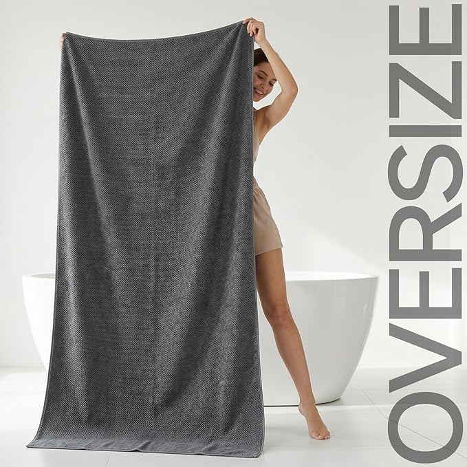 REDKISS Pack of 2 Jumbo Bath Sheets, 40 x 80 Inches Microfiber Bath Towels for Bathroom, Extra Large & Lightweight, Quick-Dry, Super Soft & Highly Absorbent, Perfect to Wrap Yourself in, Gray