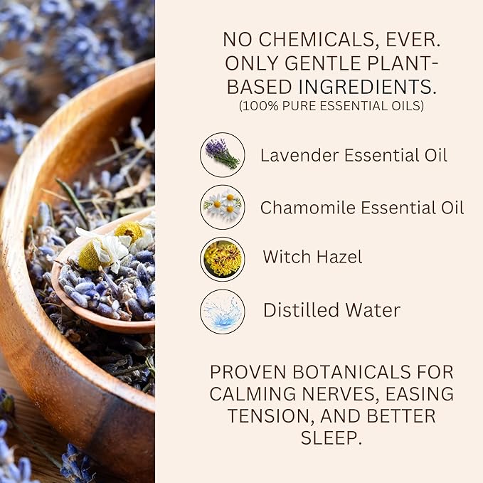 Stress Relief Pillow Spray, Lavander & Chamomile 100% Natural 2.0 Oz. Spray, Aromatherapy, Gifts for Her, Birthday Gifts, Gift Ideas, New Mom Gifts
