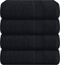 Belizzi Home 4 Pack Bath Towel Set 27x54, 100% Ring Spun Cotton, Ultra Soft Highly Absorbent Machine Washable Hotel Spa Quality Bath Towels for Bathroom, 4 Bath Towels Black