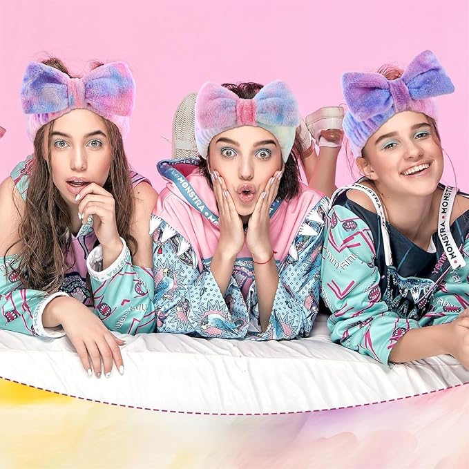 WSYUB Makeup&Skincare Headband, Spa Headband, Headbands for Washing Face, Stuffers for Teens Women, Bow Headbands for Girls Gifts, Easter Basket Stuffers