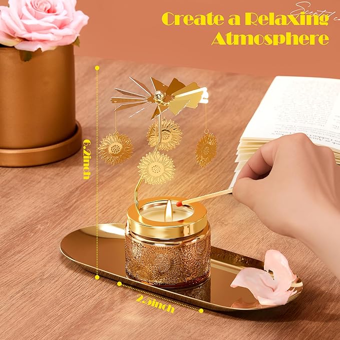 Mothers Day Gifts for Mom, Sunflower Candle Gift for Women, Funny Birthday Gift for Mum Mama, Rotating Scented Candles Presents for Friends, Sisters, Grandma, Mothers Day Gifts for Mom from Daughter