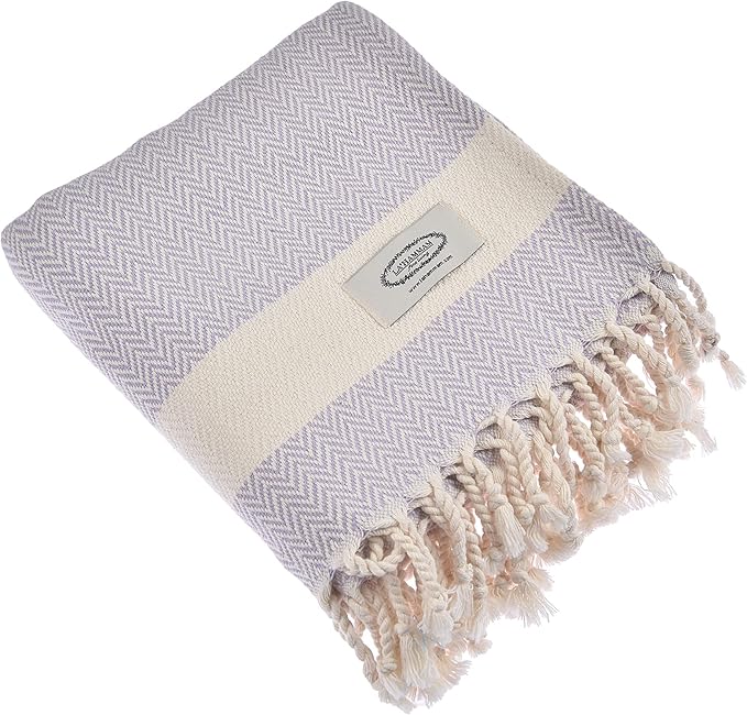Personalized Embroidered Beach Towel | Throw Blanket, Easy Carry Sand Free, Highly Absorbent, Quick Dry, Turkish Towels for Camping Bath Sauna Beach Gym Pool Yoga SPA by Lahammam, Herring, Lilac