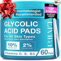 Elvira Glycolic Acid Exfoliating Facial Pads With 10% Glycolic Acid, 2% Salicylic Acid & Niacinamide - 60 Toner Pads, Daily Peel Treatment for Acne Prone Sensitive Skin
