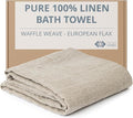 Pure 100% Linen Bath Towel - 30x60-inch Lightweight Travel Towel - Linen Beach Towel Waffle Weave Quick Dry Hair Towel - Thin Towels for Bathroom