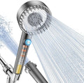 Ion Drops Filtered Shower Head with Handheld, High Pressure 4 Spray Mode Showerhead with Filters for Hard Water Softener, Handheld Shower Heads Filter with ON/OFF Switch for Pets (Gray)