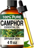 100% Pure Camphor Oil - 4 Fl Oz Camphor Essential Oil for Hair, Skin, Diffuser, Aromatherapy & DIY Soap Making Scent