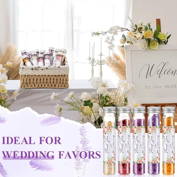 24 Pcs Aromatherapy Bath Salts Test Tube Bath Salts for Women Relaxing Spa Gifts Set for Wedding Christmas Birthday Baptism Party Favors (Floral)