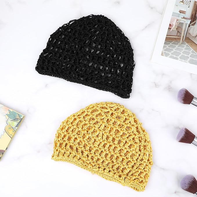 WLLHYF Wig Cap Thick Long Hair Caps Adjustable Net Mesh Braided Weaving Making Crochet Sew Weave Fishnet Grip Headband