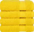 Cotton Paradise 100% Cotton Turkish Washcloth Set for Bathroom, 4 Piece Soft Absorbent Small Towels Wash Rags, Yellow