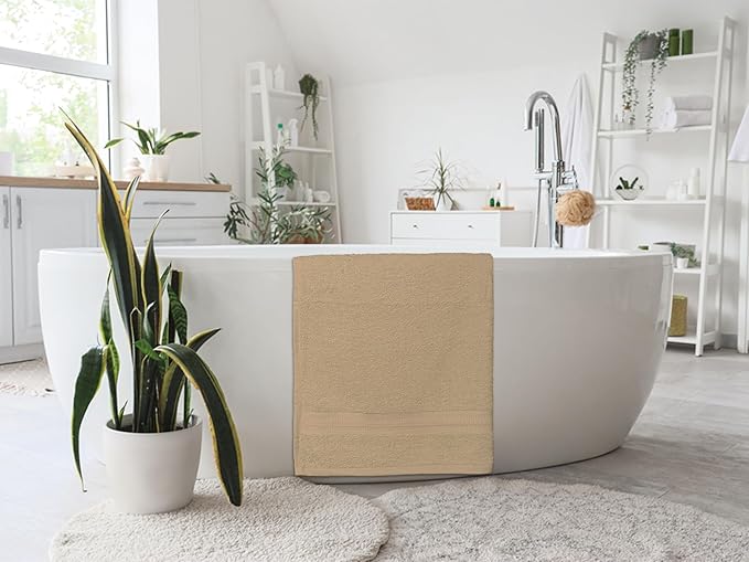 Medium Bath Towels Pack of 6 – 24x48 Inches – Soft, Quick Dry & Highly Absorbent – 100% Cotton Towels for Bathroom, Spa, Gym & Hotel – Beige