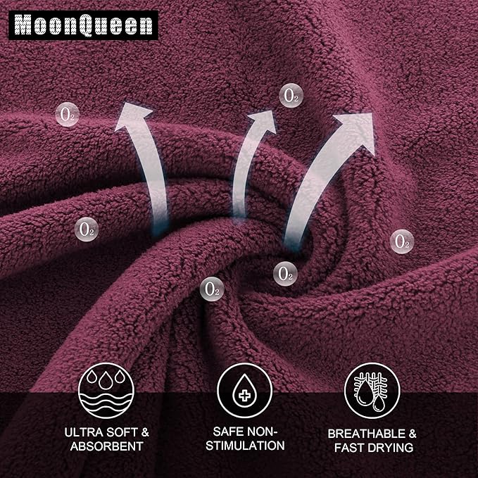 MOONQUEEN Ultra Soft Premium Washcloths Set - 12 x 12 inches - 24 Pack - Quick Drying - Highly Absorbent Coral Velvet Bathroom Wash Clothes - Use as Bath, Spa, Facial, Fingertip Towel (Burgundy)