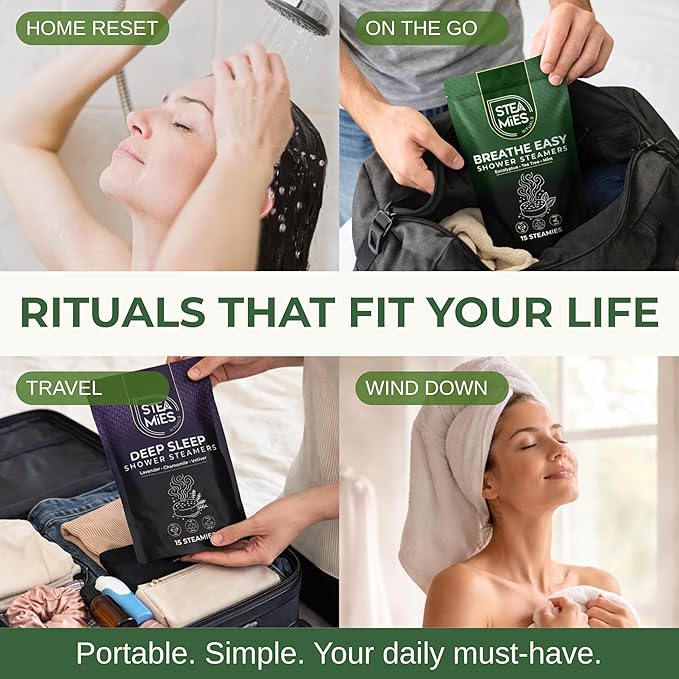 STEAMIES Shower Steamers Aromatherapy Breathe Easy 15 Pack – Premium Eucalyptus Essential Oils Tablets with Peppermint & Tea Tree, Stress Relief Self Care – Mothers Day Gifts for Mom, Gifts for Women