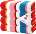 CASA COPENHAGEN Bora Bora Beach Towels Designed in Denmark Rough and Tough, Quick Dry, for Pool, Bath & Shower 30x60 inches 4 Pieces Cotton Beach Bath Towels Set - Pink