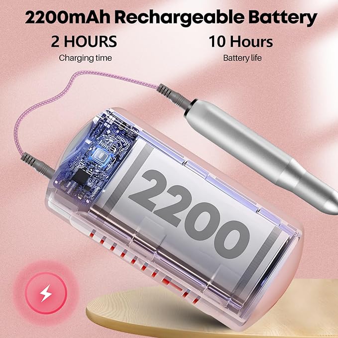 Droyek Electric Nail Drill Portable Nail Drill Professional 30000 RPM 13 Salon Quality Drill bits 50 Sanding Bands Portable & Low Noise for Acrylic Nails Gel Polishing Removing Bits Kit for Home Use