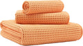 MICROFI Microfiber Waffle Bath Towels, 3 Pieces, Oversized, Soft, Absorbent, Fast Drying, Lint Free, Includes Bath, Face and Hand Towels 430 GSM