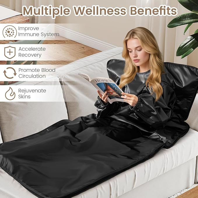 ARLIME Infrared Sauna Blanket, Portable Full-Body Home Sauna Blanket, Wraps, 90-180°F Temp Range, 30-90Min Timer, Carry Bag, 6ft x 3ft (with Sleeves)