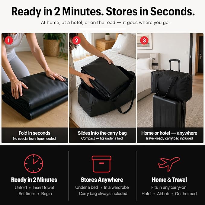Portable Infrared Sauna Blanket for Home — True Carbon-Fiber Far Infrared, Low EMF, Insert Towel & Sauna Bag Included, | Full Body Detox, Muscle Recovery & Relaxation | 85–185°F
