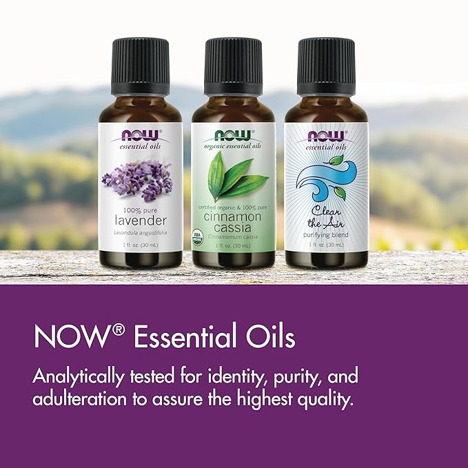 NOW Essential Oils, Rosemary Oil, Purifying Aromatherapy Scent, Steam Distilled, 100% Pure, Vegan, Child Resistant Cap, 1-Ounce