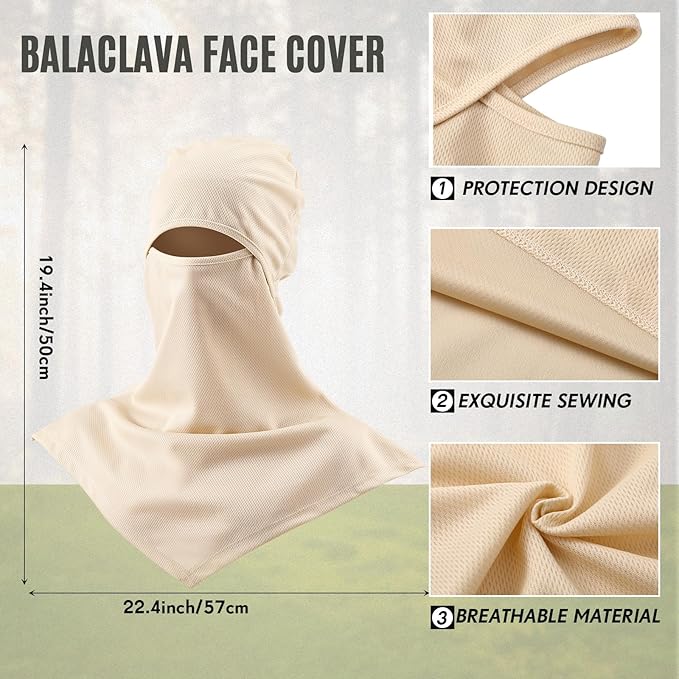 SATINIOR 3 Piece Balaclava Face Cover Sun Protection Neck Cover Summer Balaclava Motorcycle Face Mask for Men Women