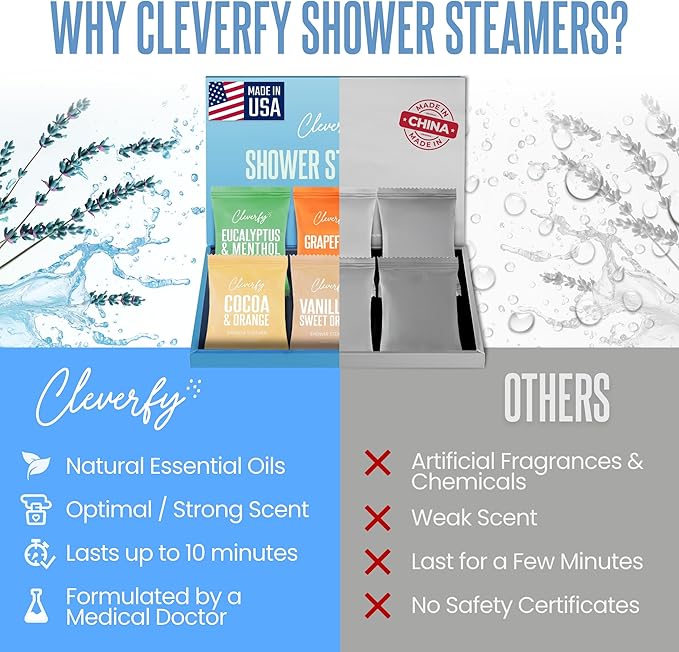 Cleverfy Shower Steamers Aromatherapy - Mothers Day Gifts for Mom, Wife from Husband, Grandma, Daughter and Sister - Birthday Gifts for Women, Mom, Teens, Girlfriend and Her - 6 Tablets