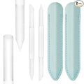 2Pcs Glass Cuticle Pusher with Leather Case, Dual Ended Cuticle Remover Tool Professional Manicure Stick Fingertip Precision Filing Cuticle Remover Tools for Nail Salons Home