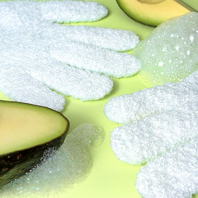 EcoTools Avocado Oil Infused Gentle Exfoliating Bath and Shower Gloves, Exfoliating Body Mitt for Soft Skin, For Body Soap and Body Scrub, Pack of 2-2 Gloves Total