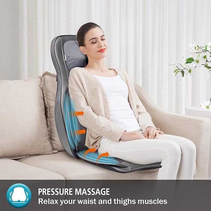 COMFIER Shiatsu Neck and Back Massager with Heat,Back Massager for Pain Relief Deep Tissue, Rolling & Compression Massage Chair Pad for Office Chair, Gift for Dad