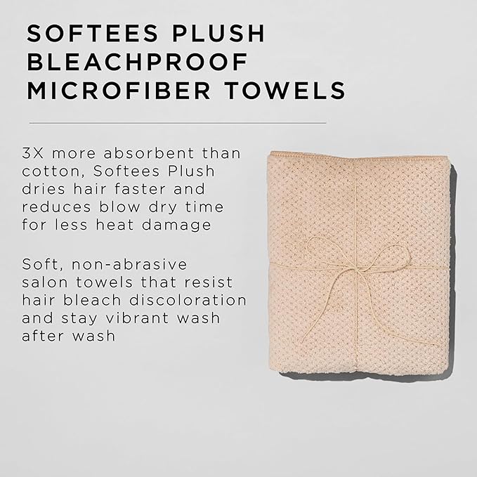 Fromm Softees Plush Bleachproof Microfiber Hair Towel for Salon, Barber, Spa, Ultra Soft Hair Wrap, Drying Towel for All Hair Types, Hands, Face, Durable Salon Towels, 18 x 30 Inches, Oatmeal 6 Pack