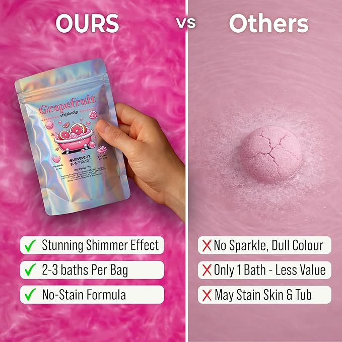 Pink Grapefruit Shimmer Bath Bomb in A Bag - Handmade Essential Oil Scented Bath Bombs for Women,Kids and Men - Bulk Bathbomb Fizzies Perfect for Boys and Girls All Ages (Small, Pink)